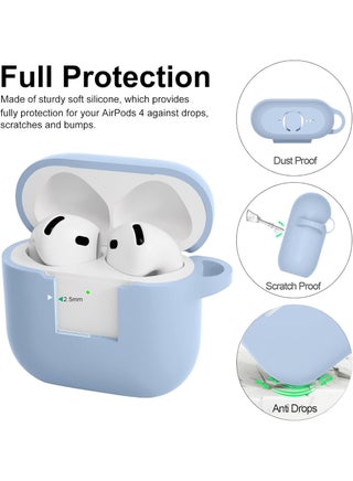 Silicone Protective Case Cover for AirPods 4/Airpods 4 ANC with Keychain (Sky blue)) - view 4